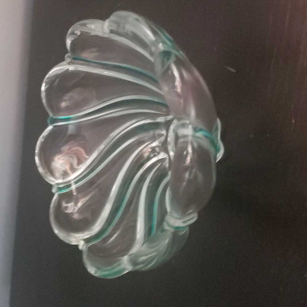 Vintage Mikasa Crystal Swirl Bowl for Candy or Candle Holder Green/Clear